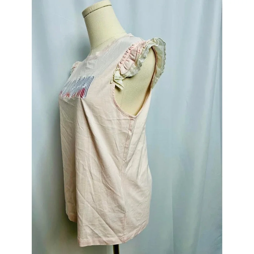 NWT! Coach Print T‎ Shirt With Embroidered Cap Sleeves